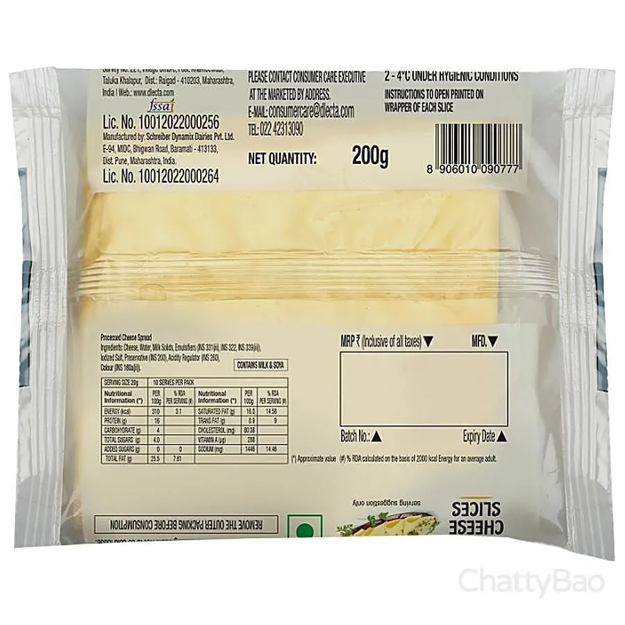 D'Lecta Cheese Slices 200 g (Pack of 10) view 2