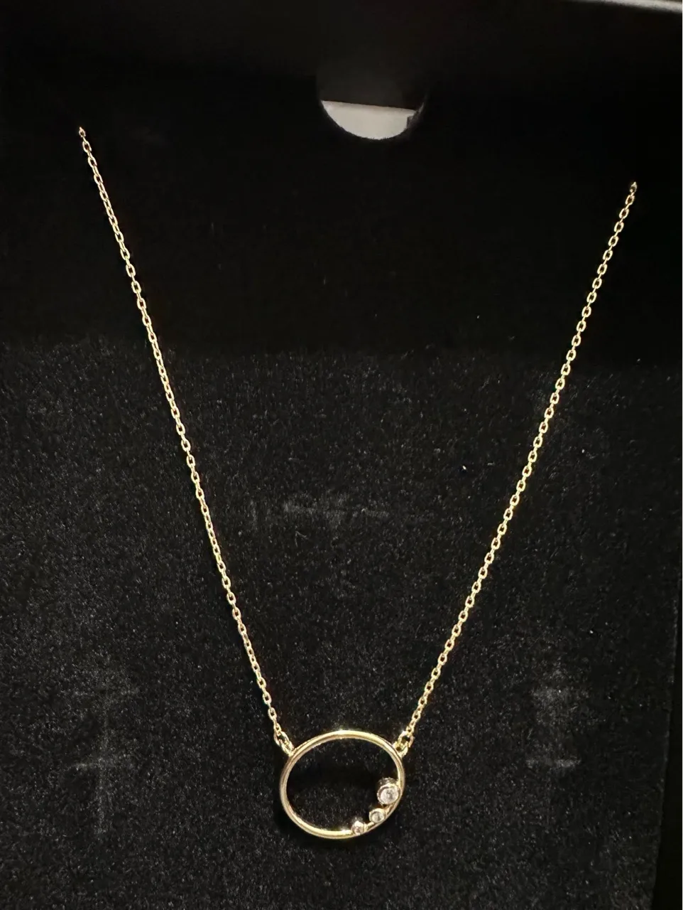 Gold Circle Pendant Necklace view 2