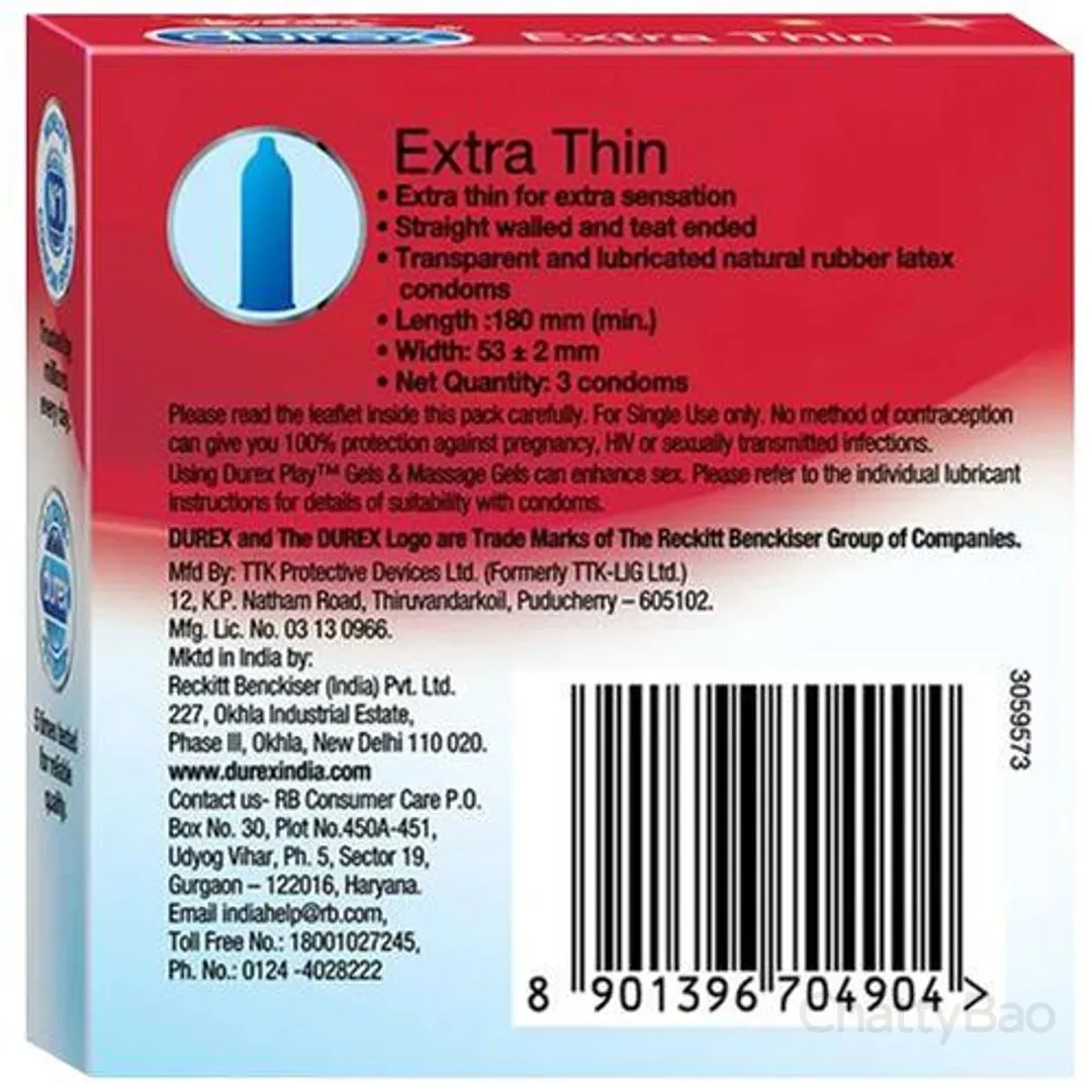 Durex Condoms - Extra Thin 3 Pieces view 2
