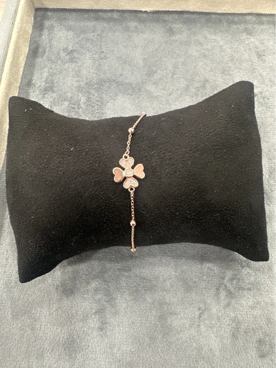 Floral Diamond Bracelet On Rose Gold Finish view 2
