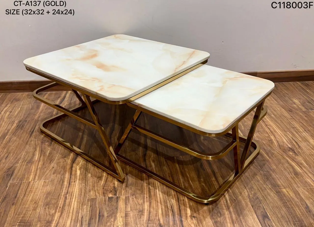 Rose Gold Two Pic Table With Marble Finish