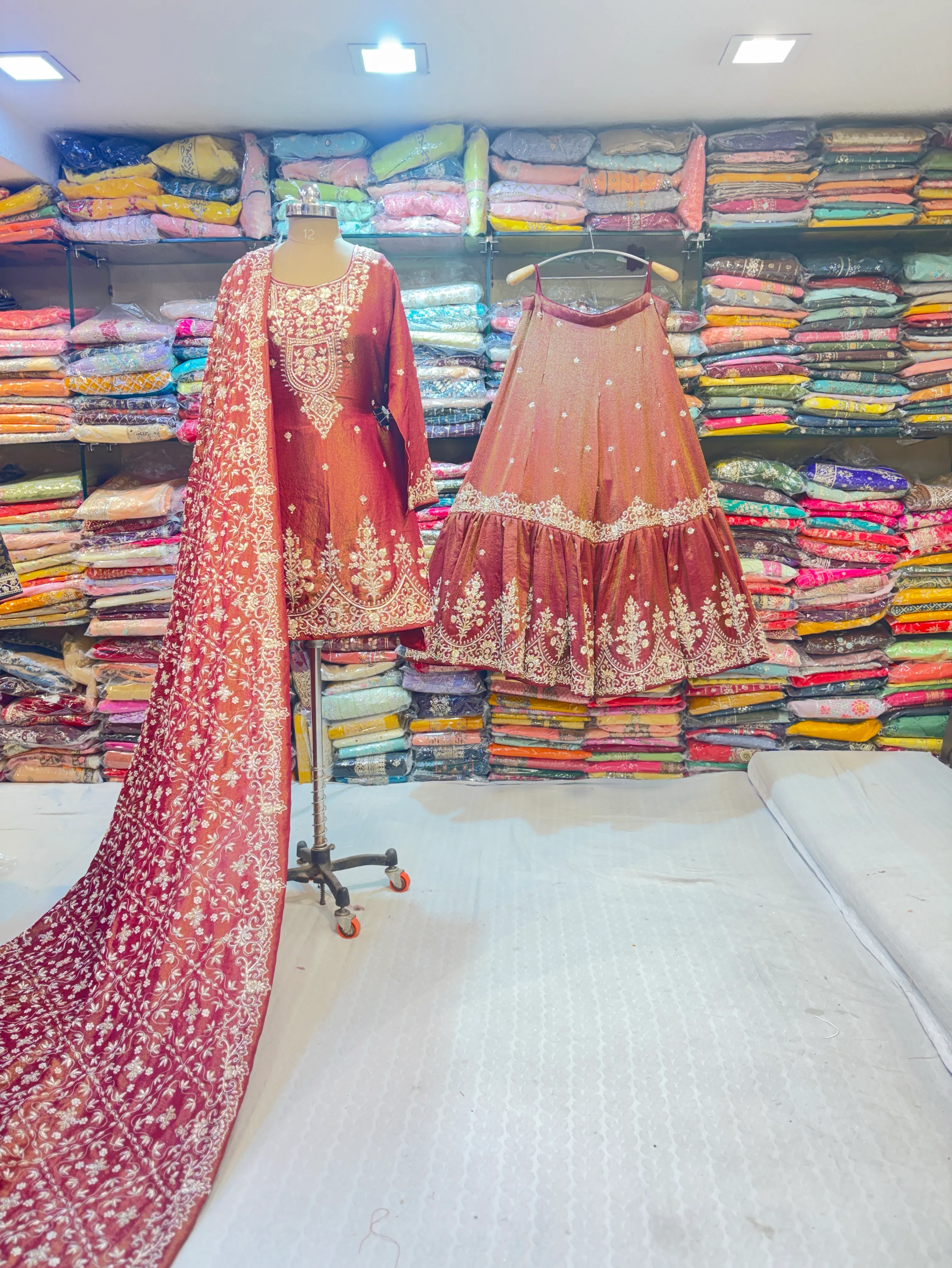 Embroidered Bridal Farshi Dress view 2