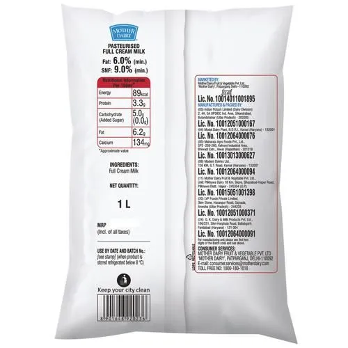 Mother Dairy Full Cream Milk 1 L view 2