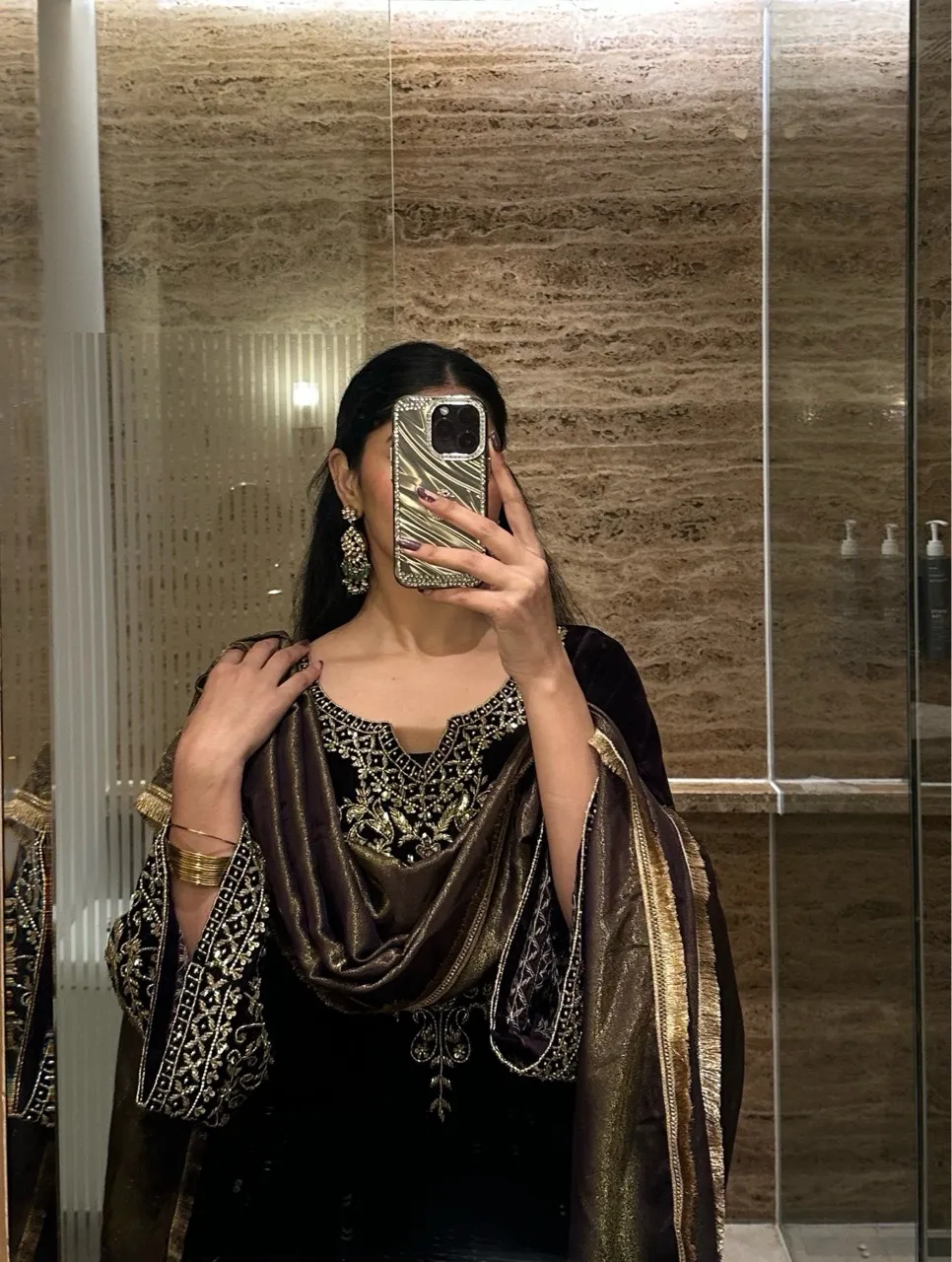 ‘Husnara’ Hand embroidered Velvet Suit view 2