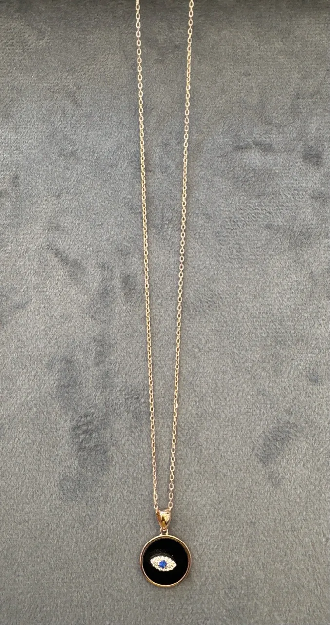 Elegant Rose Gold Evil Eye Pendant Necklace view 2
