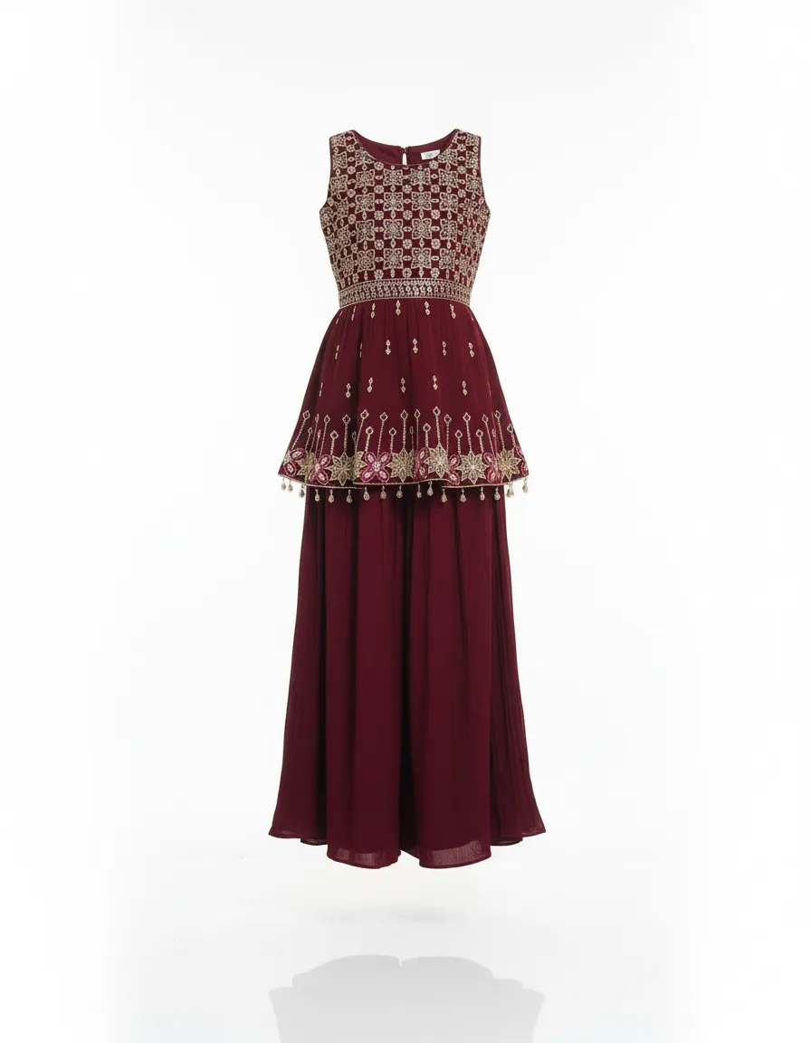 Rose Girl Maroon Ethnic Set.... view 2