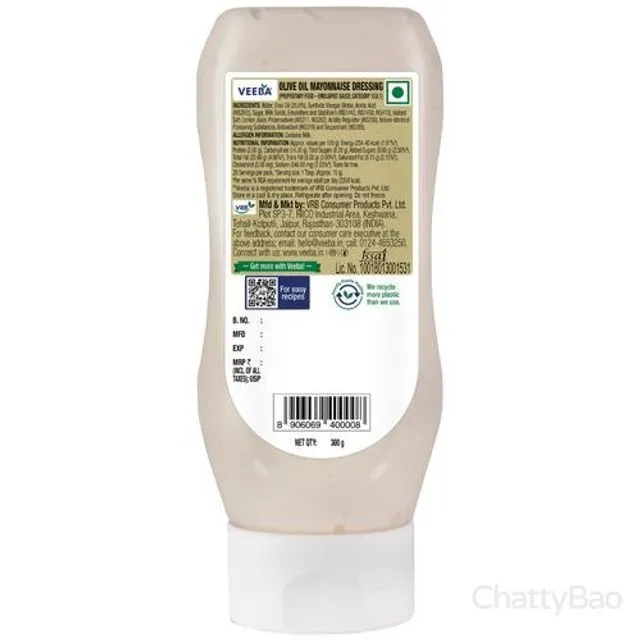 Veeba Olive Oil Mayonnaise Dressing 300 g view 3