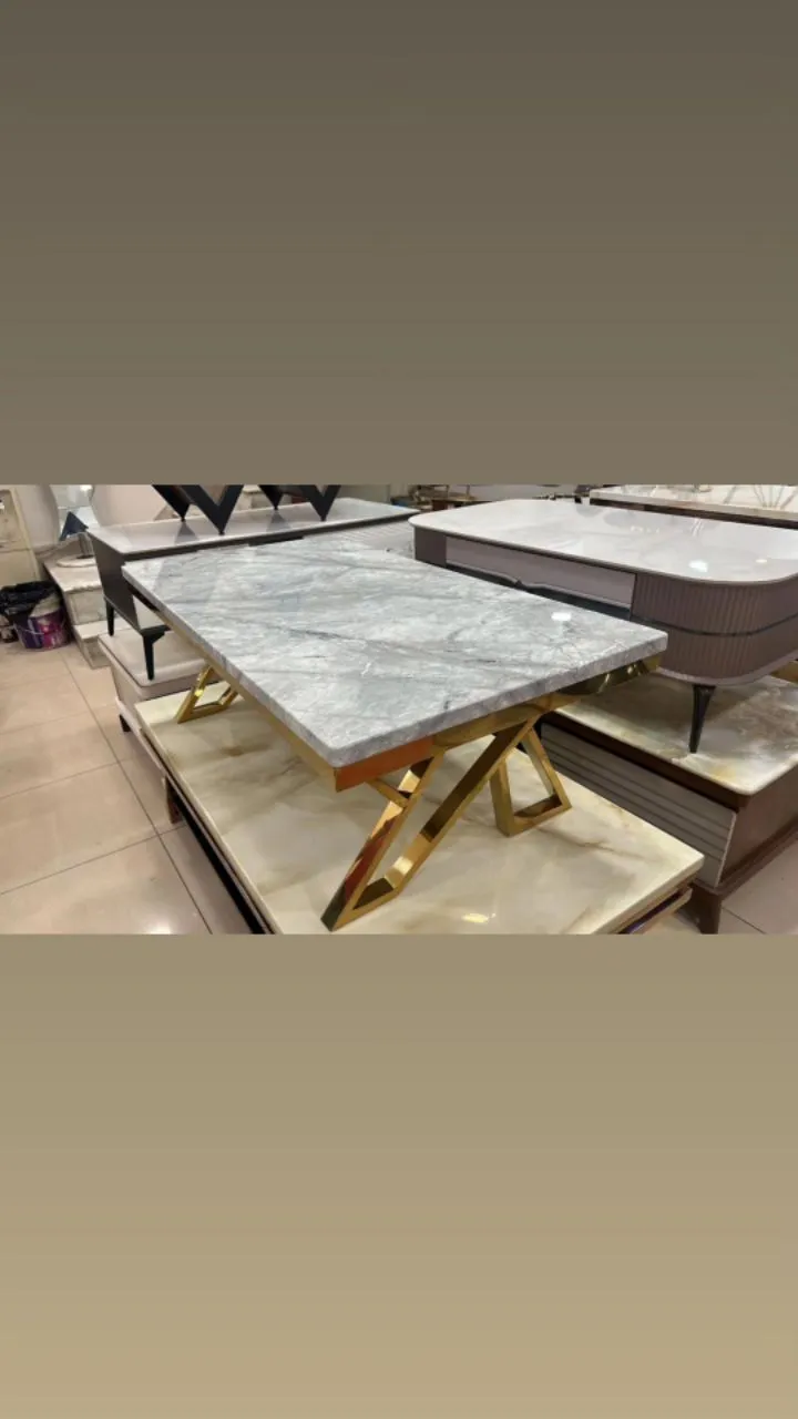 Marble Top Gold Finish Table