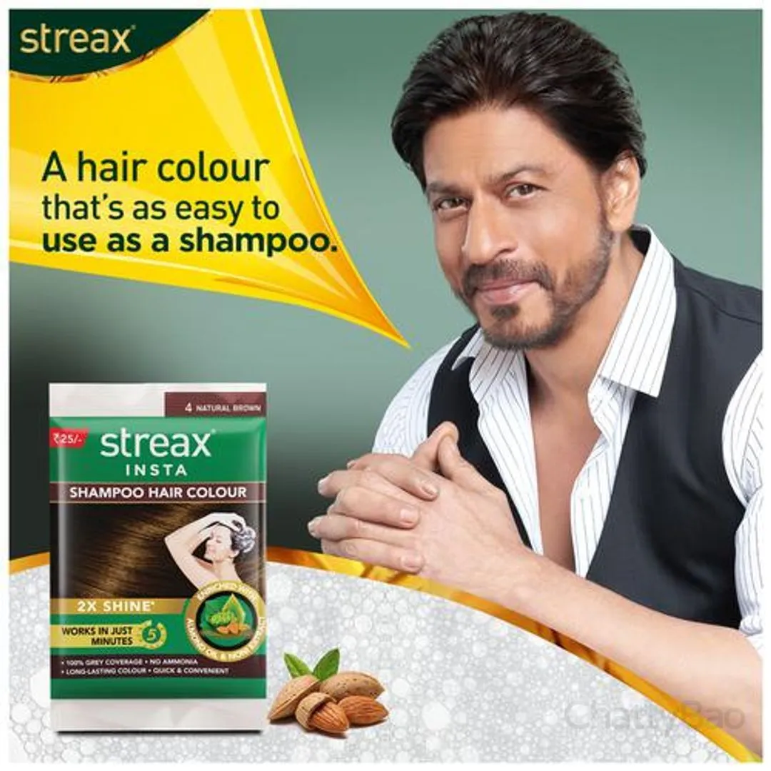 Streax Insta Shampoo Hair Colour - Natural Brown 8 ml view 2