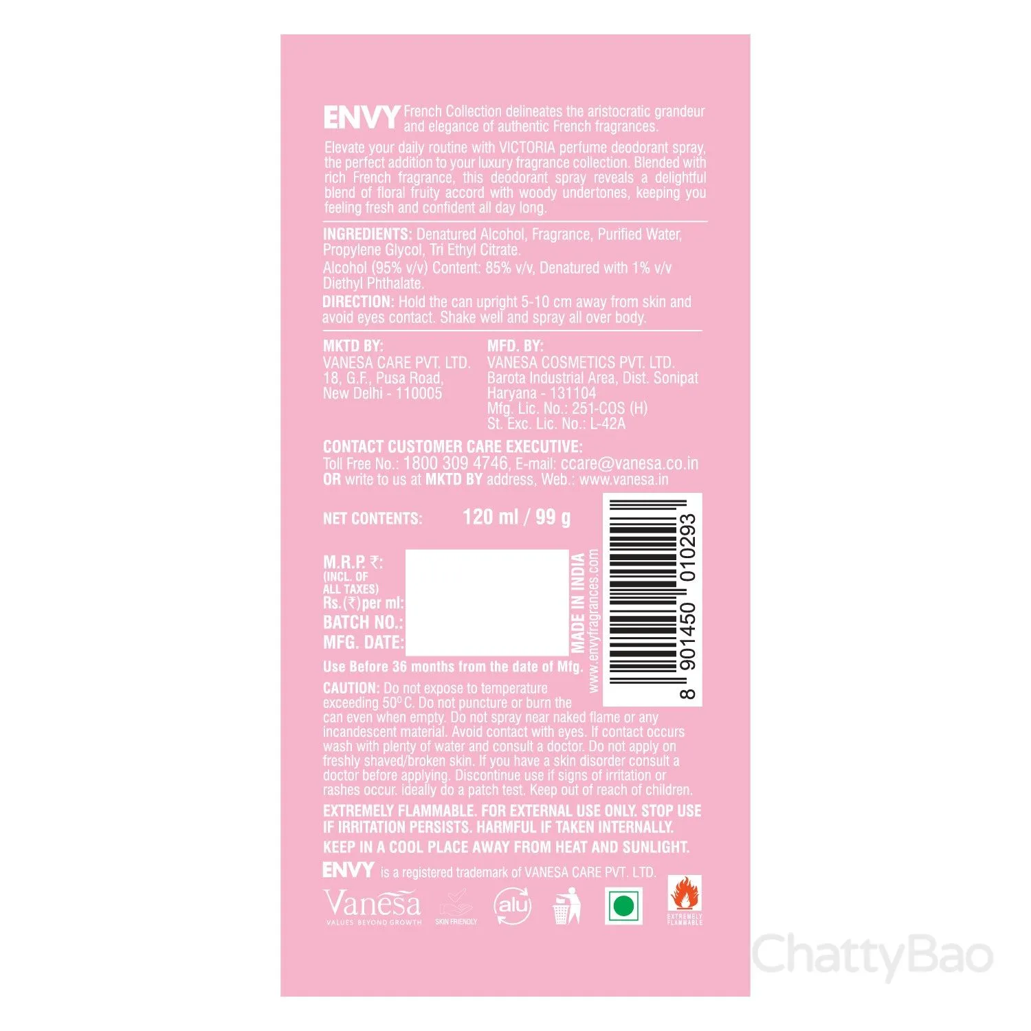 Envy French Collection Deodorant - Victoria 120 ml view 2