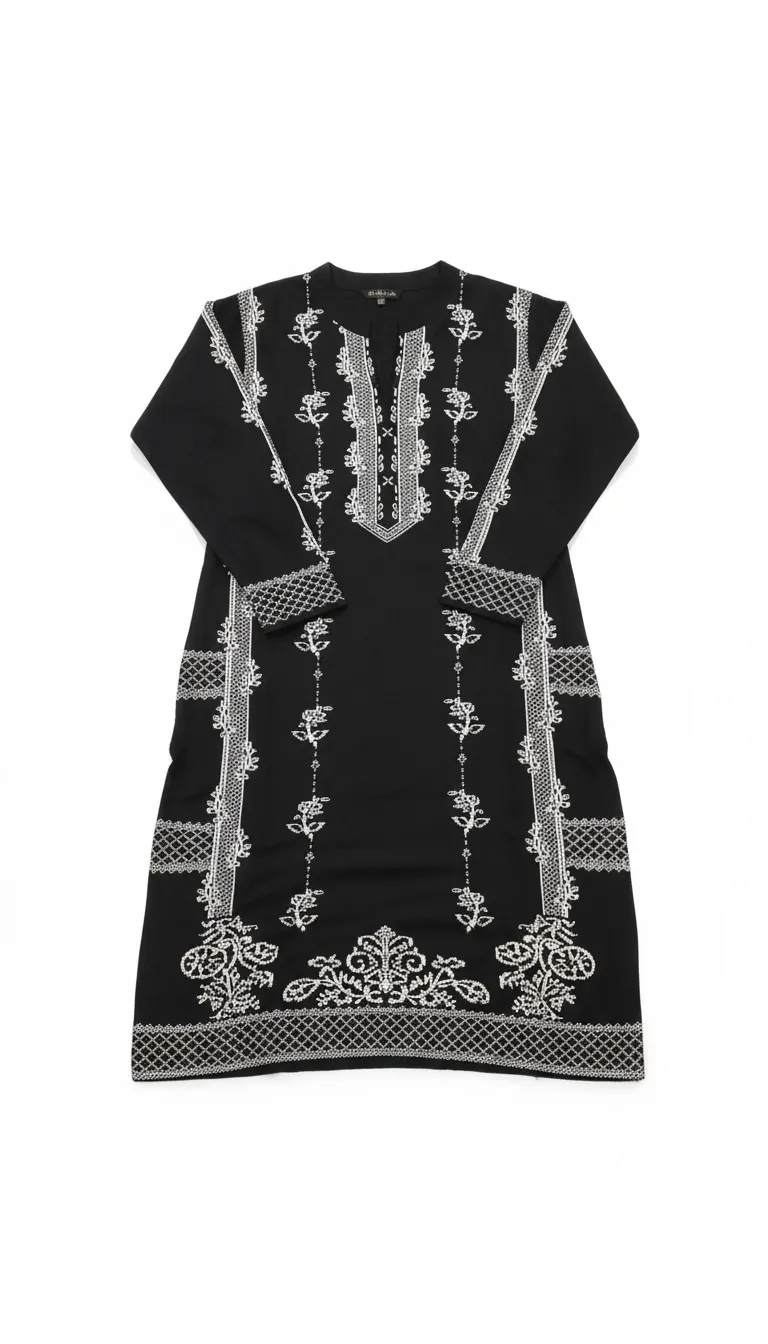 Embroidered Black Tunic view 2