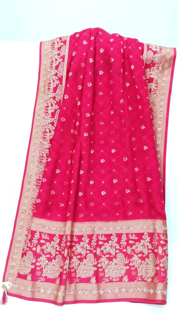 Embroidered Pink Saree view 2