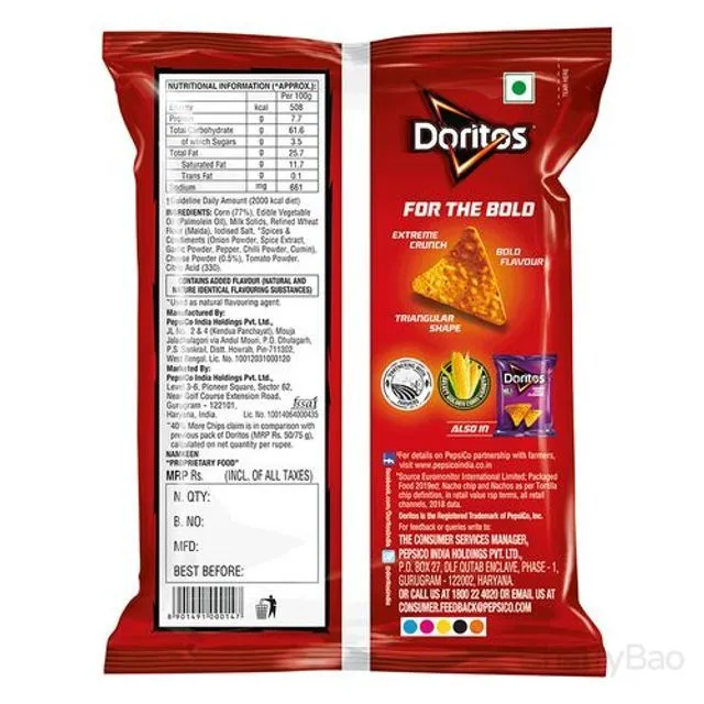 Doritos Tortilla Chips Nacho Cheese Flavour 75 g view 2
