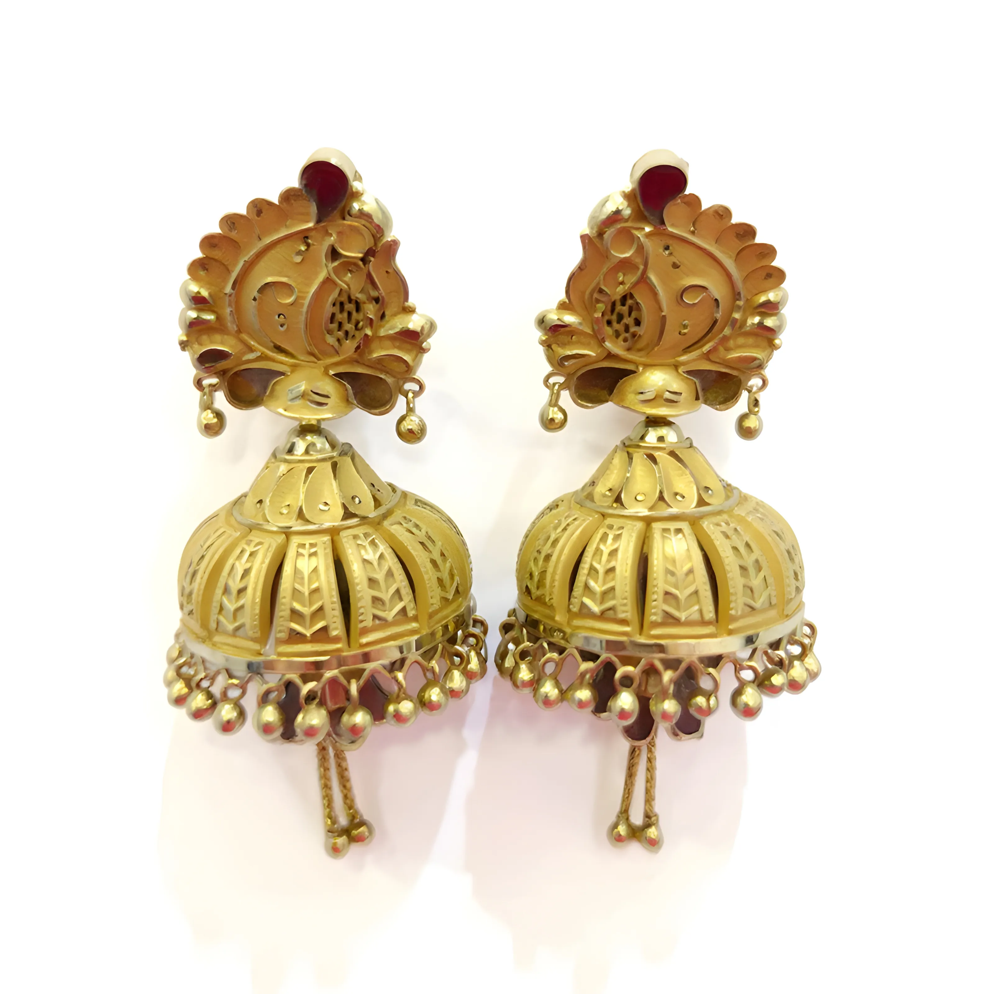 Traditional Gold Jhumka Earrings view 2