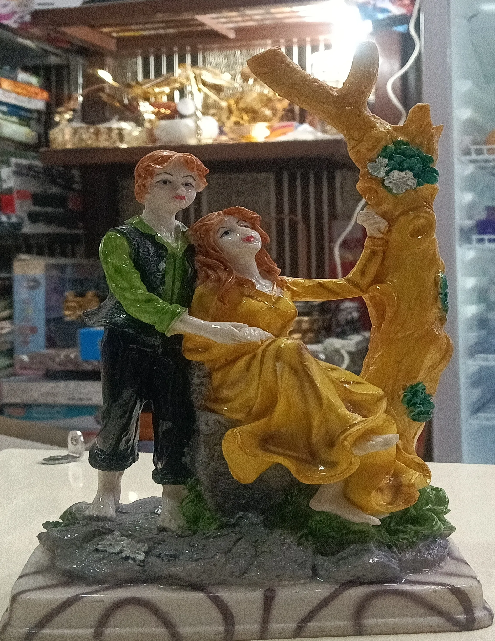 Couple with Deer Figurine view 2