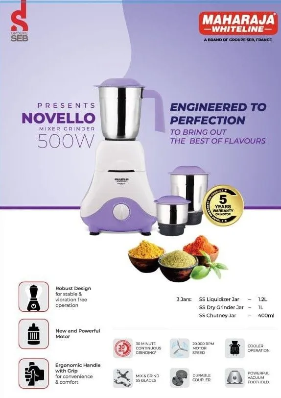 Maharaj Whiteline Novello Mixer Grinder view 2