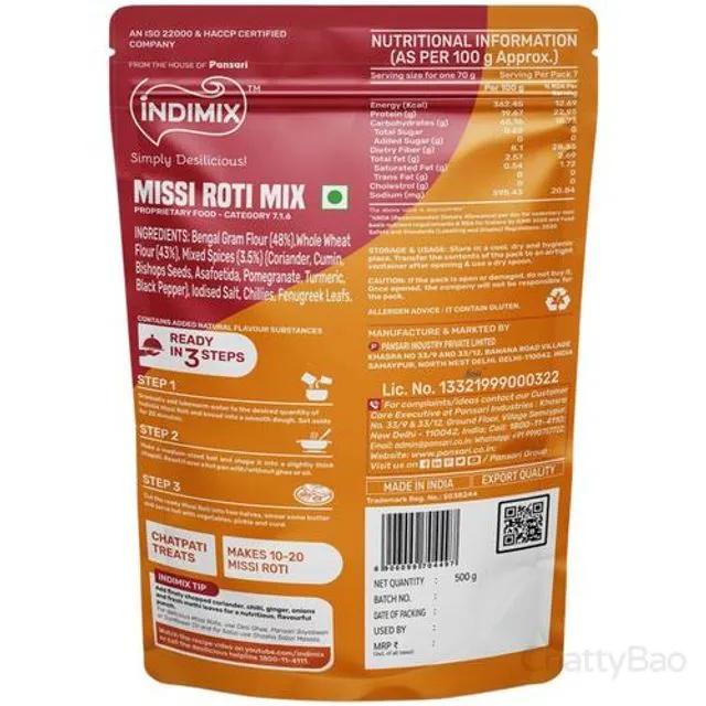 Pansari Indimix Missi Roti Mix 500 g view 2