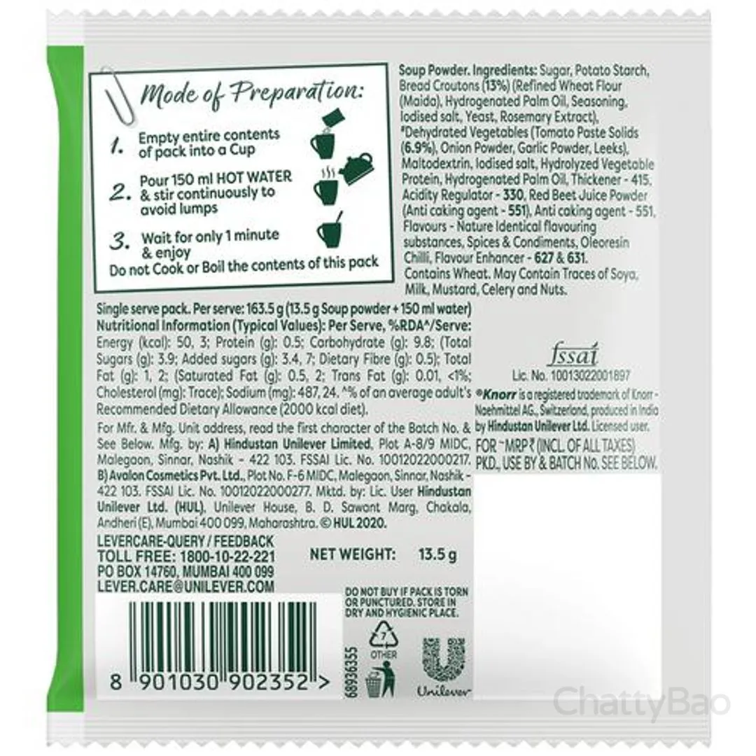 Knorr Tomato Chatpata Cup A Soup 13.5 g 1 Pack view 2