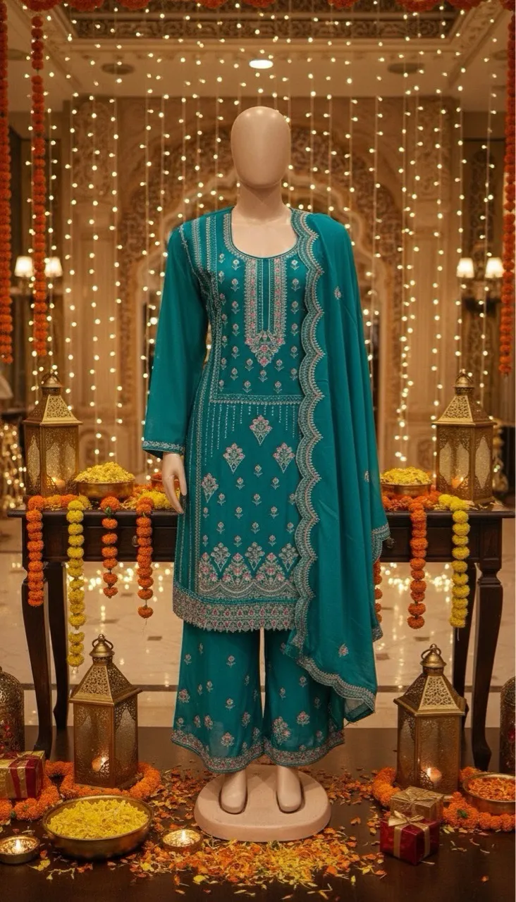 Embroidered Ethnic Suit by Silk Premium view 2