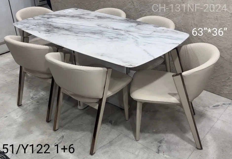 Six Seater Dining With Imported Glass Top