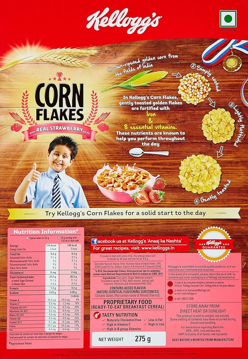 Kelloggs Corn Flakes With Real Strawberry Puree 275 g view 2
