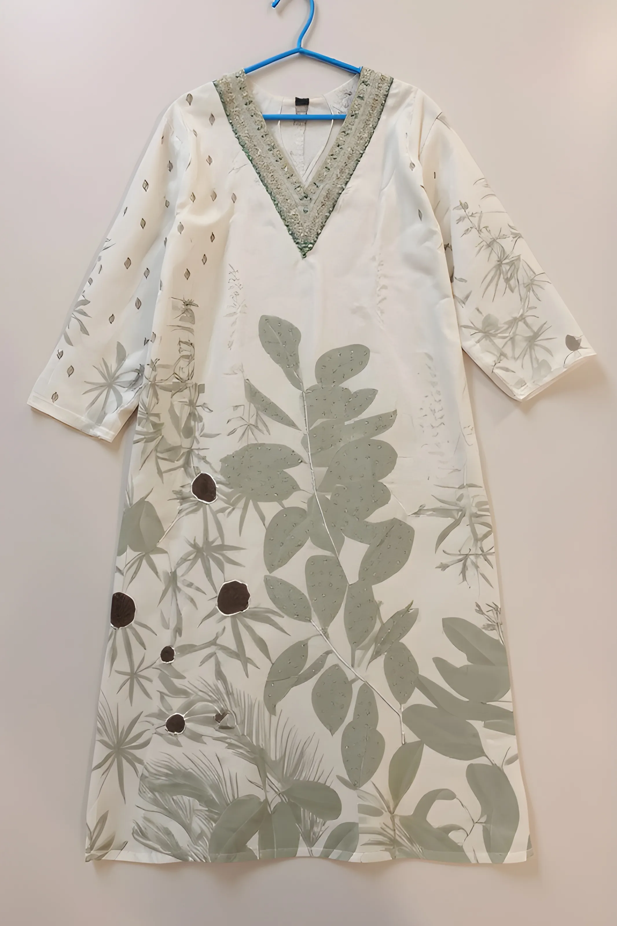 Beige Botanical Kurti view 2