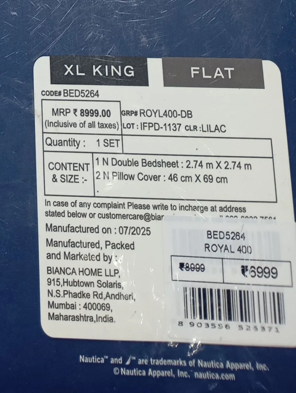 Nautica Royal 400 Bed Sheet Set view 2