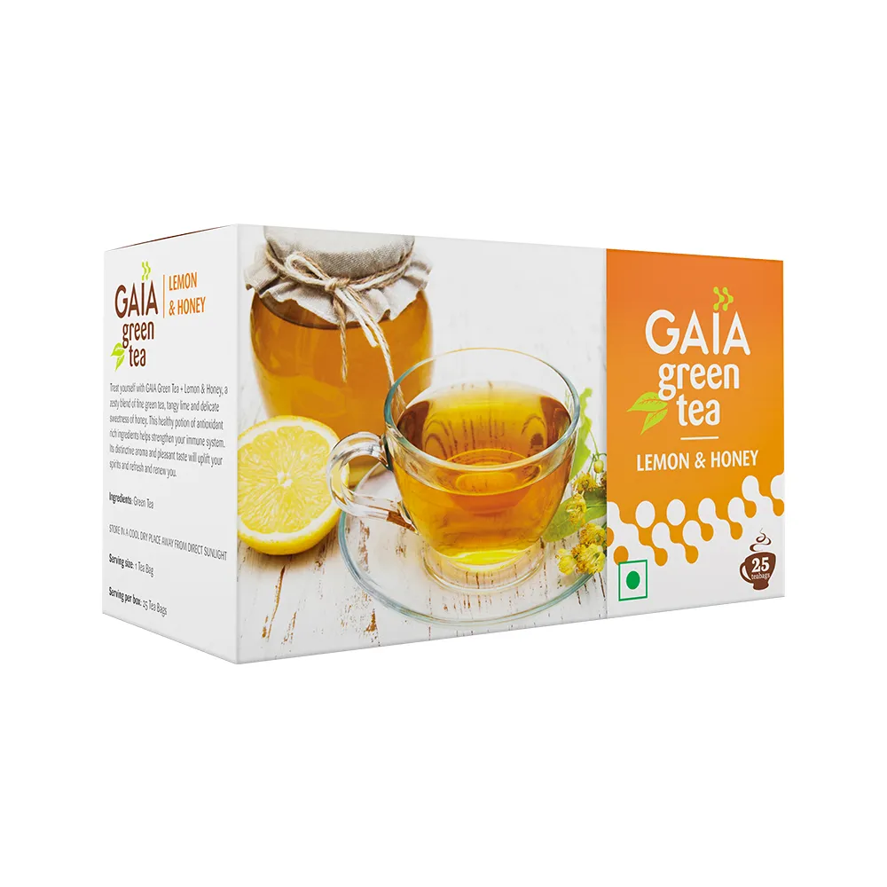 Gaia Green Tea Lemon & Honey Tea Bags 25 Pieces view 2