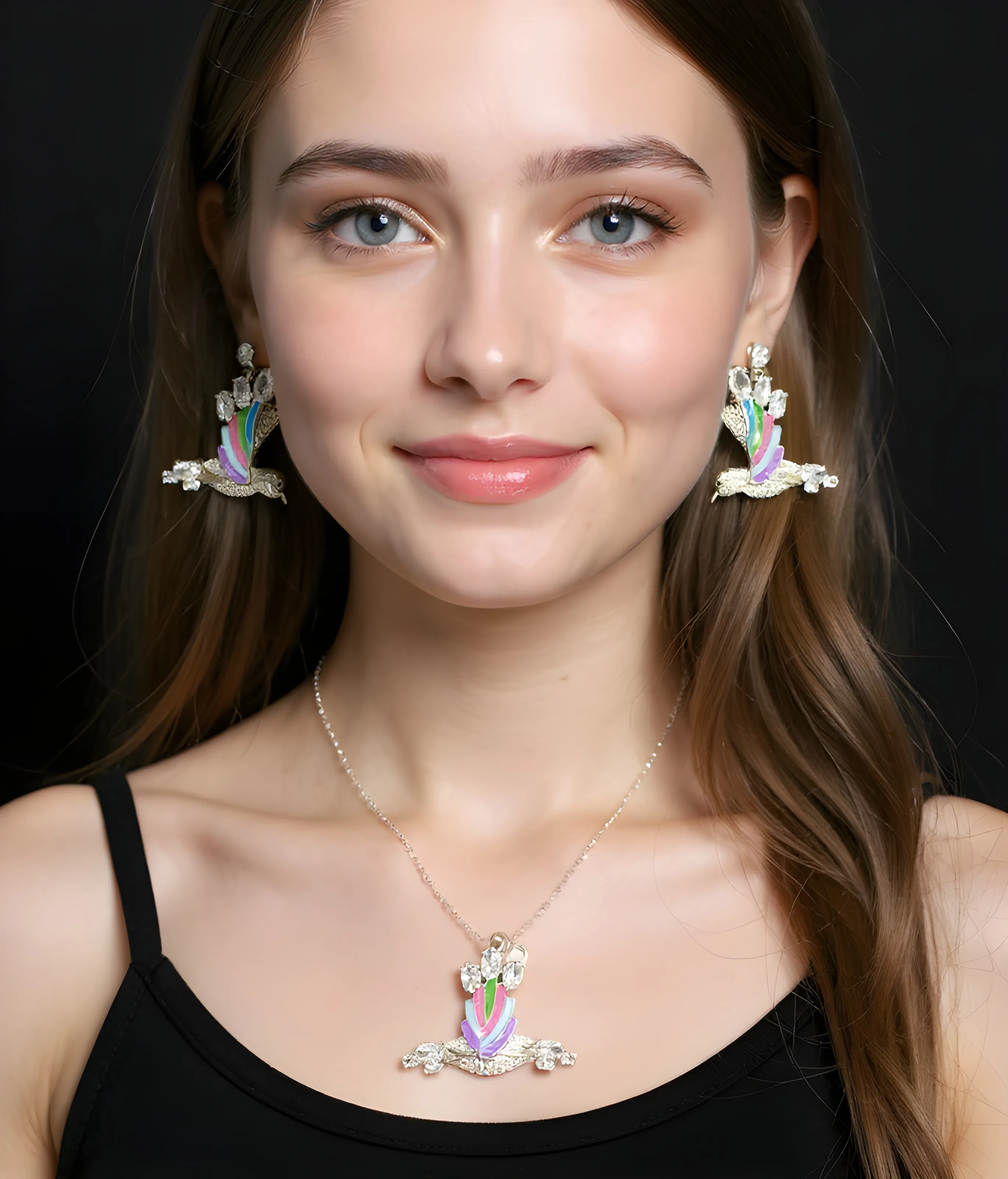 Crystal Peacock Earrings view 2