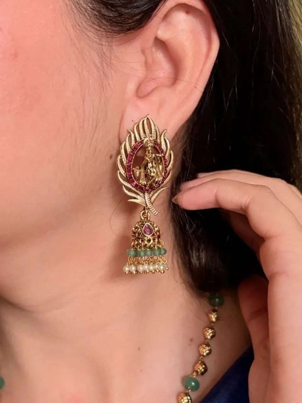 Traditional Temple Earrings view 2