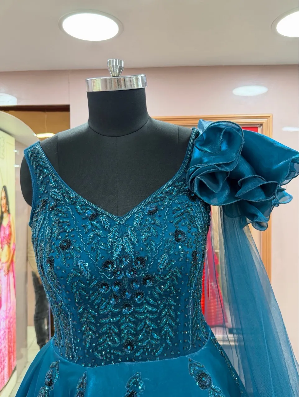 Elegant Teal Evening Gown view 4