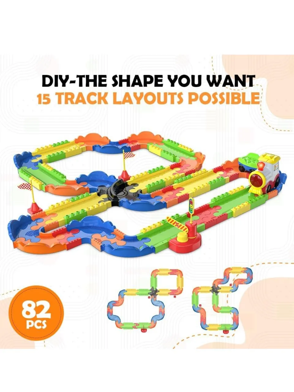 Colorful Train Track Set 82 Pcs  Set view 4