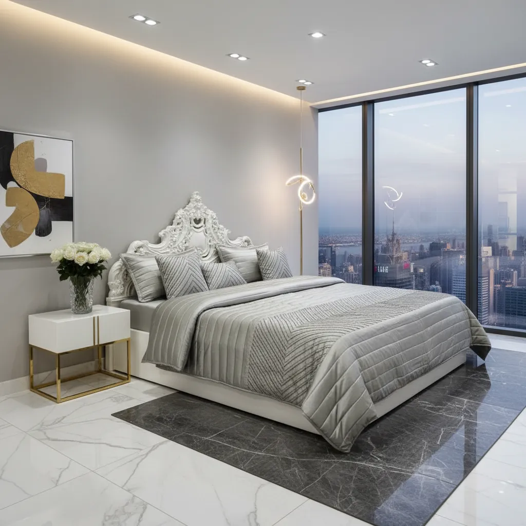 Elegant Silver Bedding Set view 2