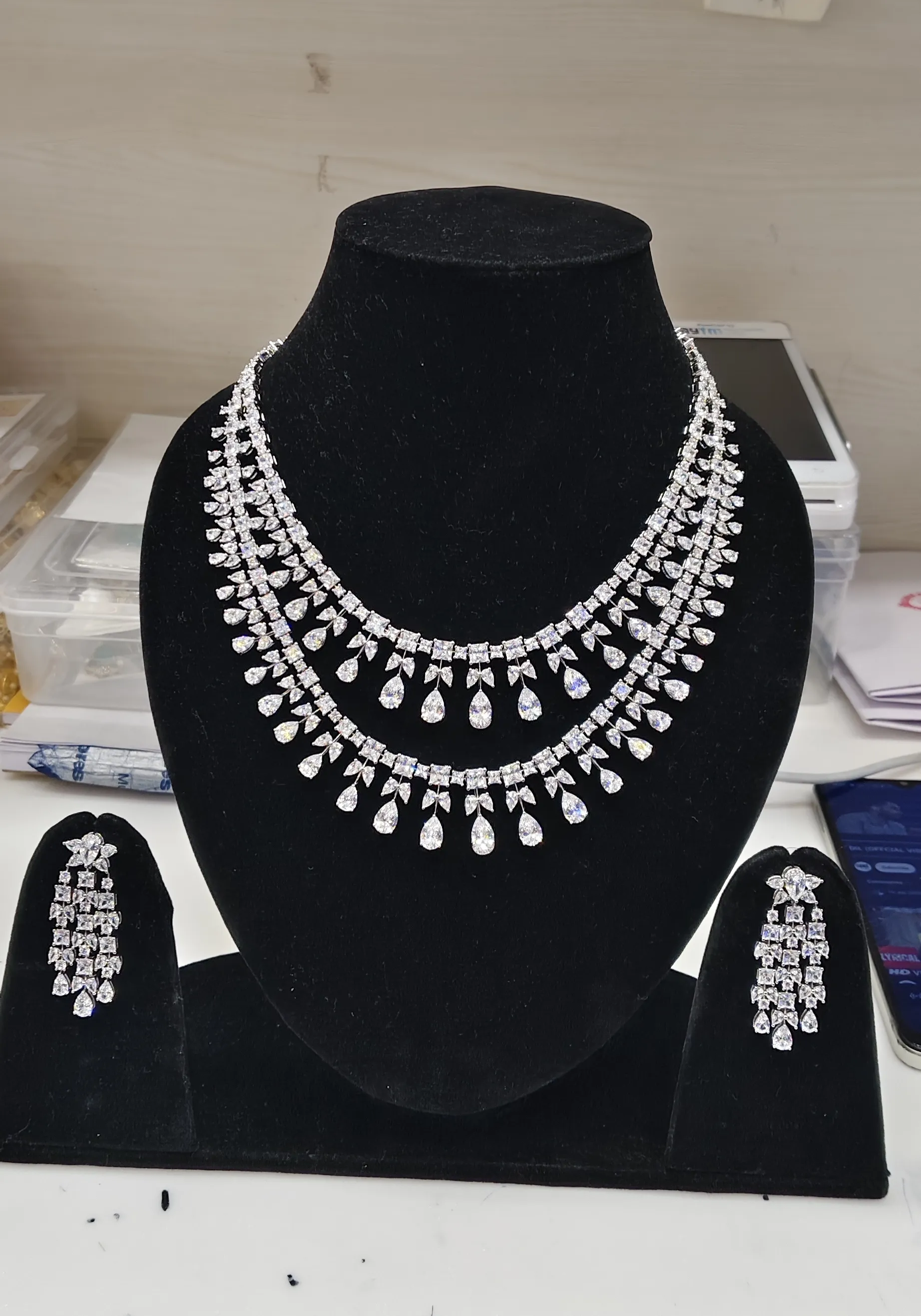 PS Diamond Teardrop Necklace Set view 2