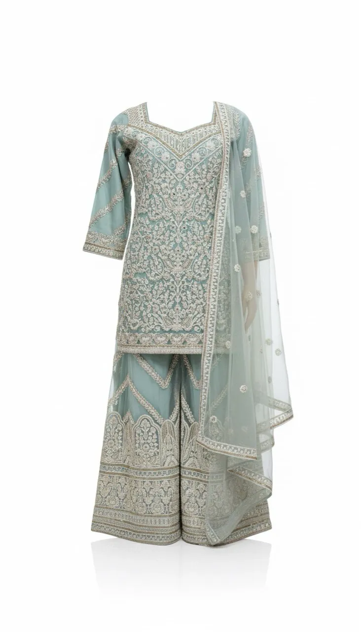 Elegance Embroidered Sharara Suit view 2