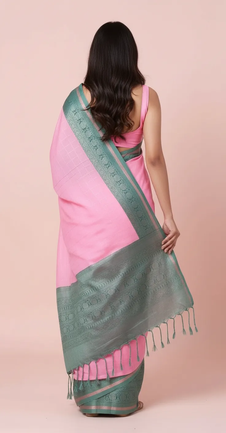 Banarasi Pink Silk Saree view 2