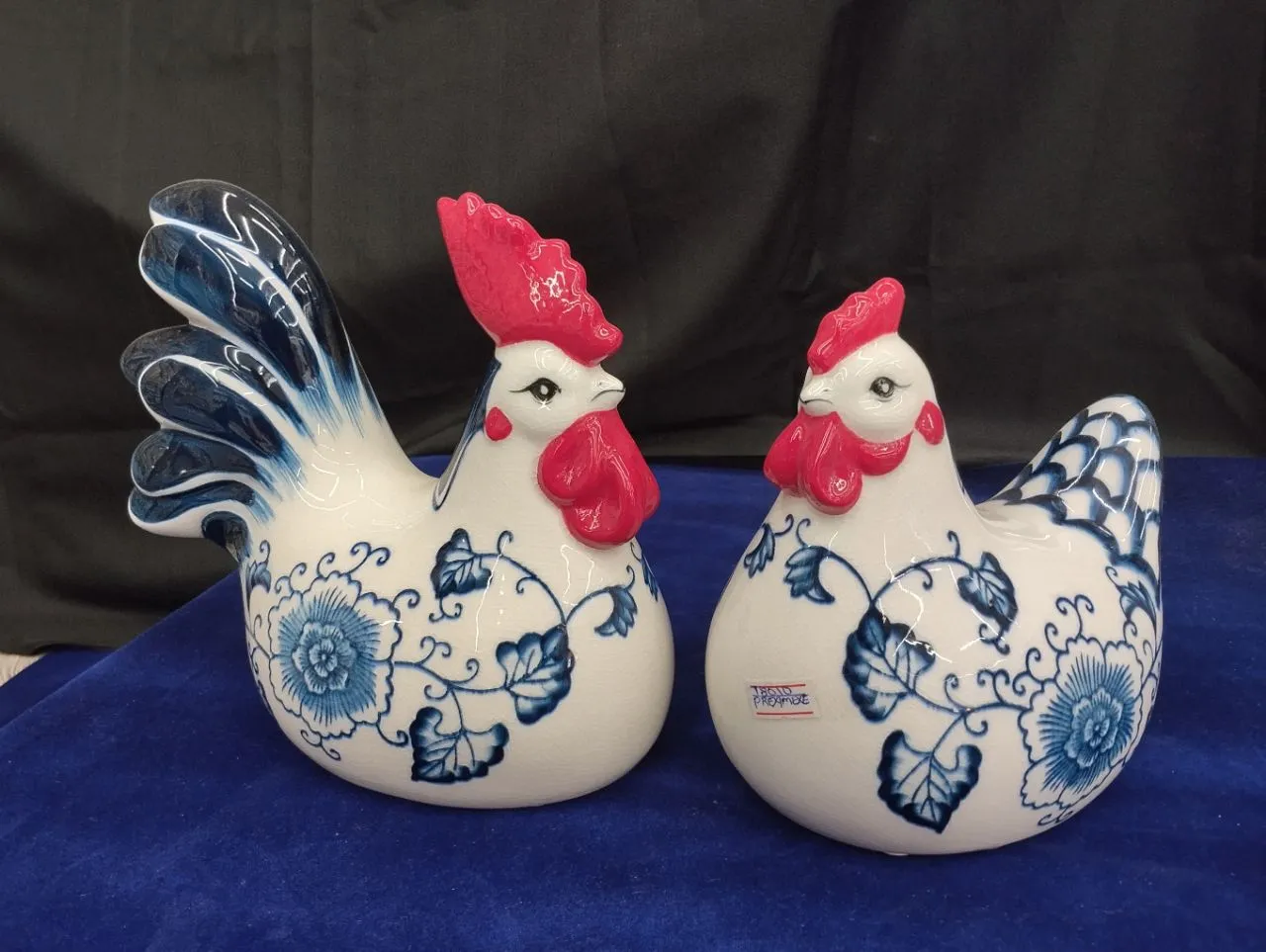 Blue and White Floral Birds view 2