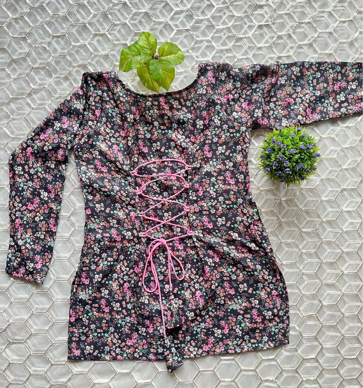 Black Floral Woolen Kurti view 3