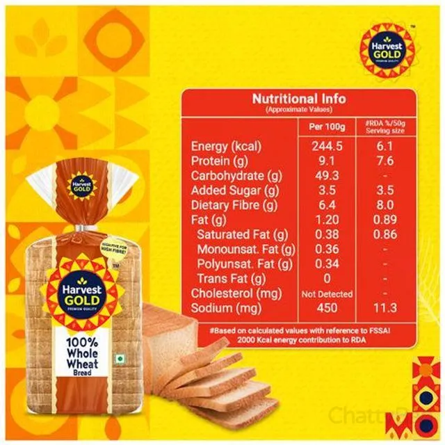 Harvest Gold Bread - 100% Whole Wheat 450 g view 4