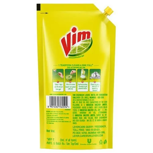 Vim Dishwash Liquid Gel - Lemon 140 ml view 2