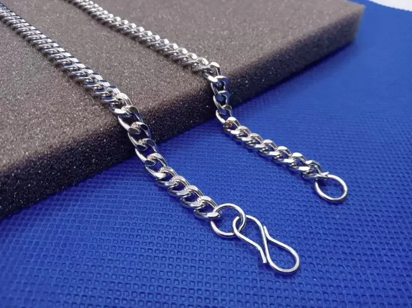 Silver Cuban Link Necklace Chain view 5