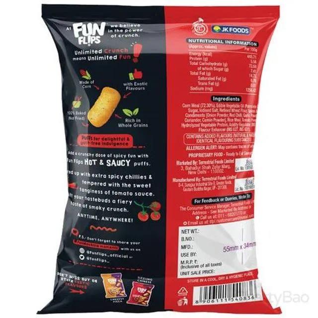 Fun Flips Puffs - Hot & Saucy, Baked 28 g view 2