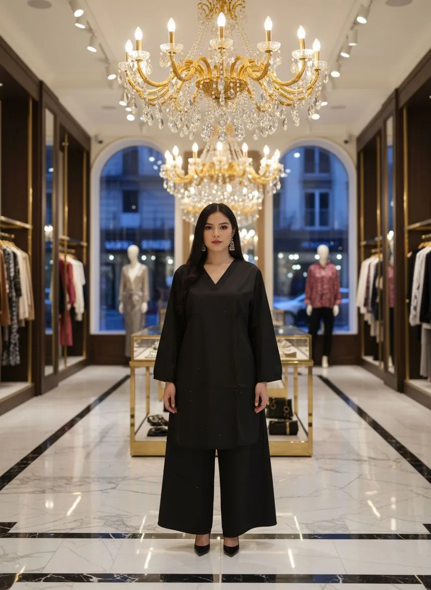 Karigari Black Modern Tunic view 2