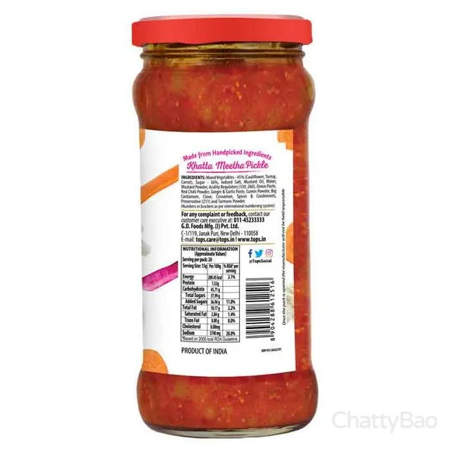 Tops Gold Khatta Meetha Pickle 400 g view 2