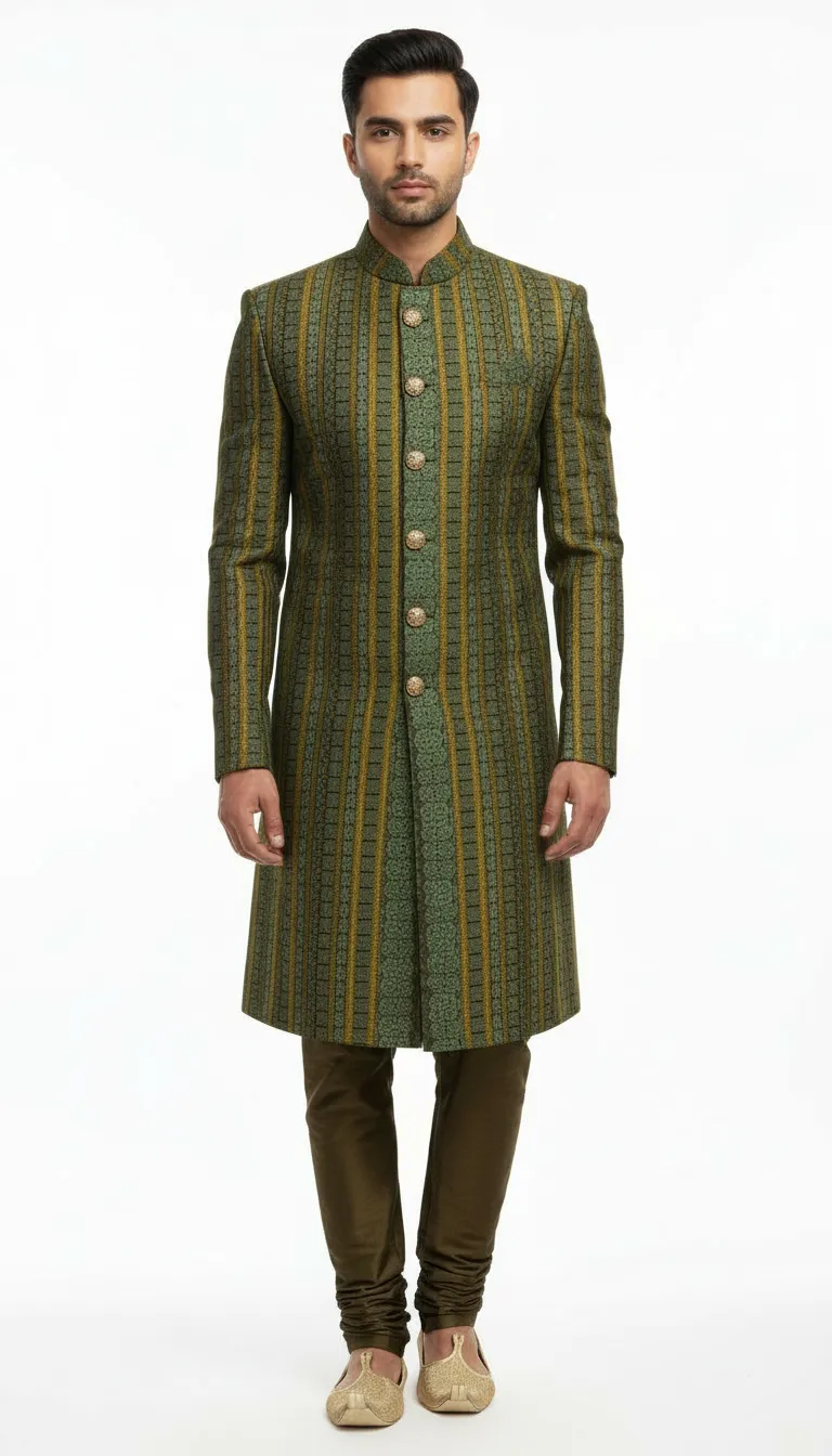 Green sherwani view 4