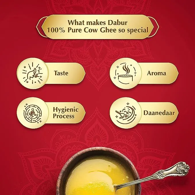 Dabur 100% Pure Daanedaar Cow Ghee Carton 1 L view 4