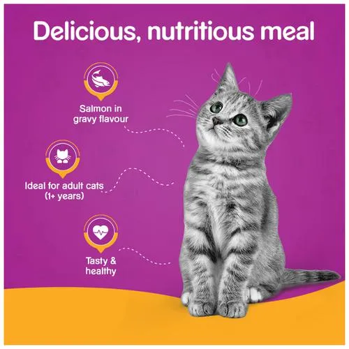 Whiskas Wet Cat Food - Adult 1+ Year Salmon In Gravy For Balanced Nutrition Shiny Coat 85 g view 7