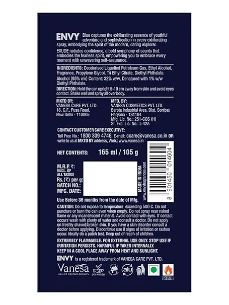 Envy Blue Exude Deo 165 ml view 2