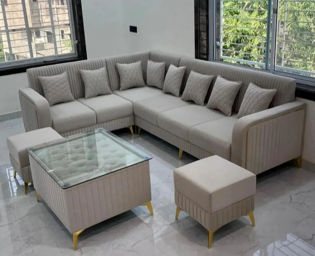 Modern Beige Sectional Sofa Set view 2