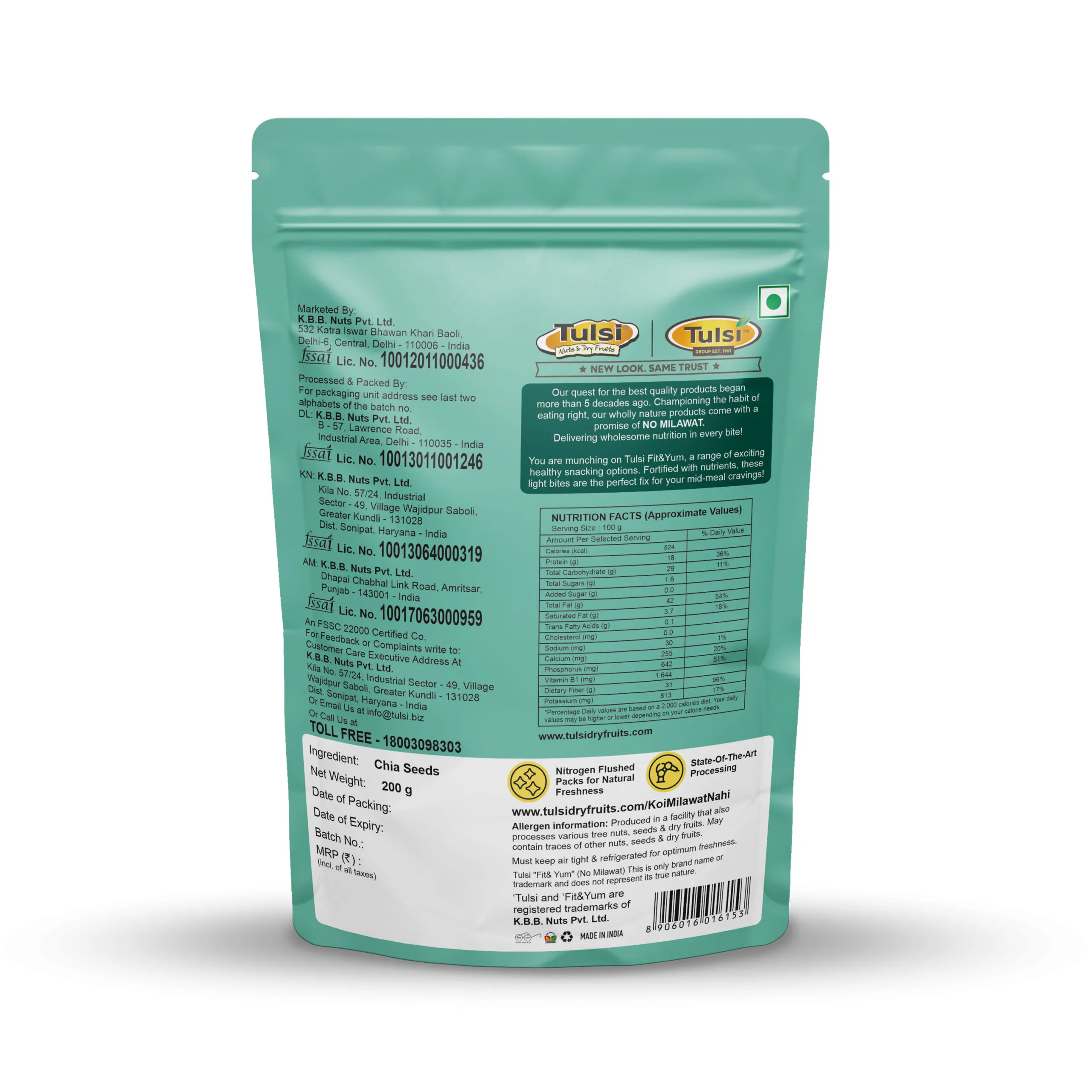 Tulsi Fit & Yum Chia Seeds 200 g view 2